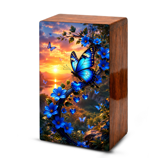 Blue Butterfly Urn For Human Ashes - Butterflies Memorial Urns For Male and Female
