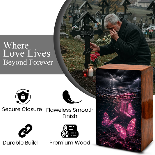 Pink Butterfly Urn For Human Ashes - Ocean Memorial Urns For Male and Female