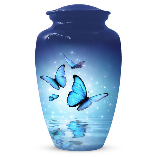 Blue Butterfly Urn for Ashes, Custom Butterfly Cremation Urn, Memorial Urn for Mom