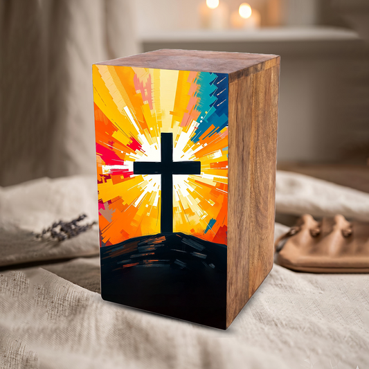 Celtic Cross Urn For Ashes - Religious Wooden Box keepsake Urns For Adults