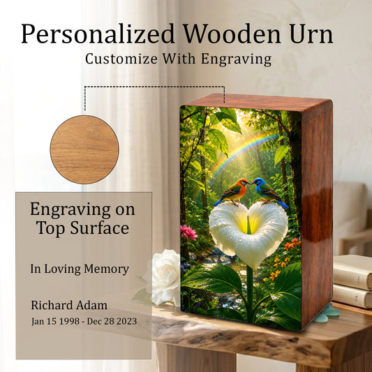 Bird Companion Urn For Human Ashes - Wooden Keepsake Urns For Couple