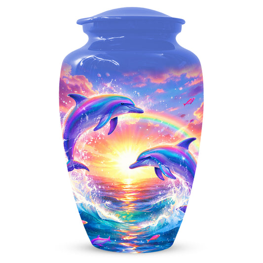 Dolphin Sunset Urn for Mom or Dad - Beautiful Ocean Cremation Urns for Women & Men