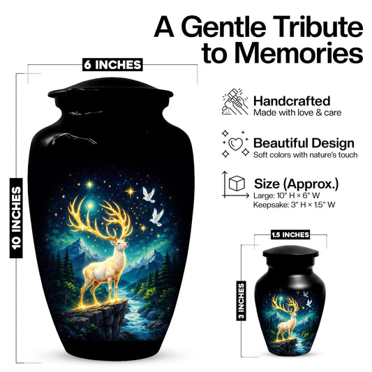 Deer Urn For Human Ashes - Forest Animal Cremation Urns For Male and Female