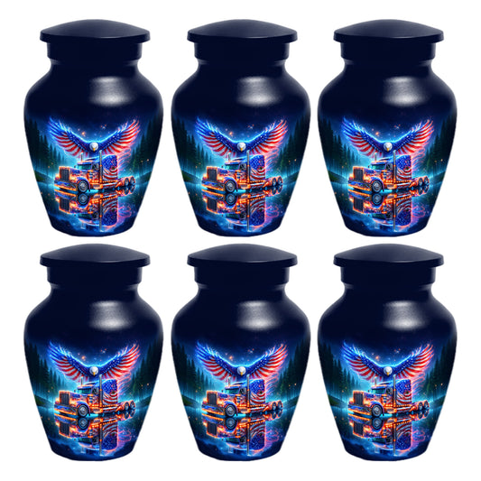 Patriotic Eagle Truck Urn for Dad | Personalized Memorial Cremation Urns for Men