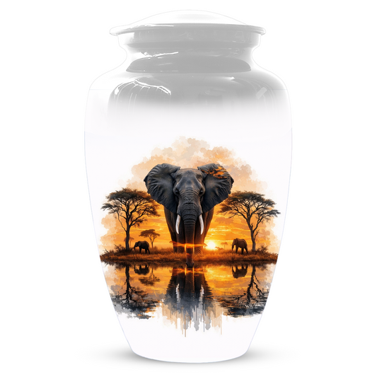 Personalized Elephant Urn for Ashes, Custom Safari Cremation Urn