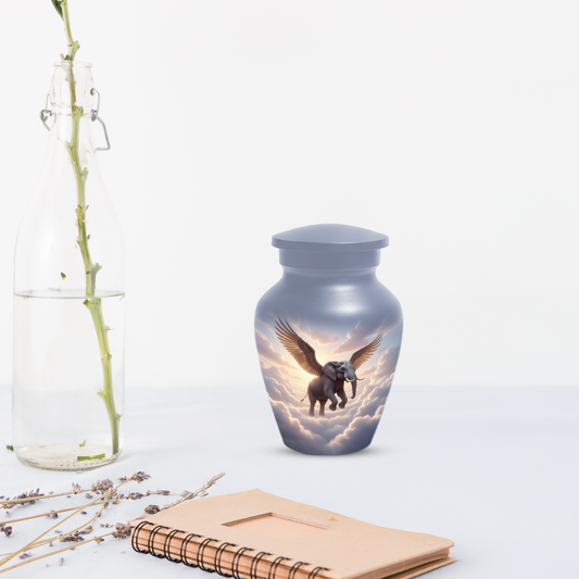 Personalized Angel Elephant Cremation Urn for Ashes – Heavenly Elephant Memorial Urn for Mom & Dad