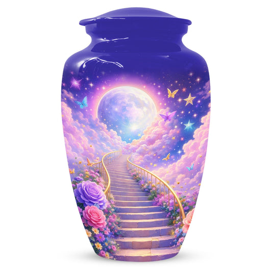 Floral Stairway Heaven Urn For Human Ashes - Moonlit Urns For Cremation, Funeral