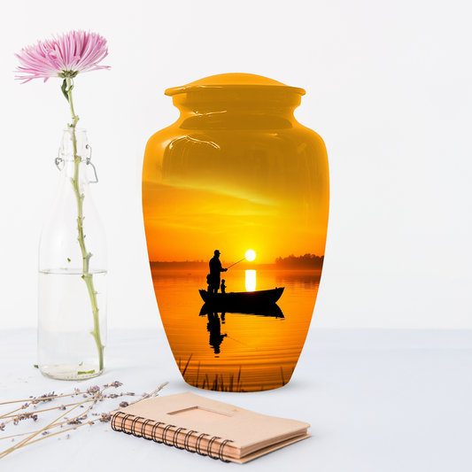 Fishing Urn for Dad, Gone Fishing Urn, Fishing Cremation Urn for Human Ashes