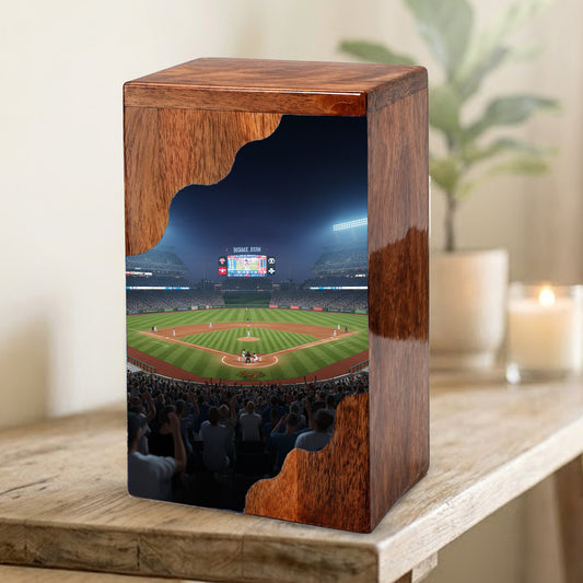 Baseball Cremation Urn for Dad – Custom Wooden Memorial Urn Box for Ashes
