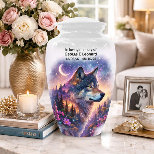 Wolf Urns For Human Ashes - Animal Keepsake Small Urn For Adult Male