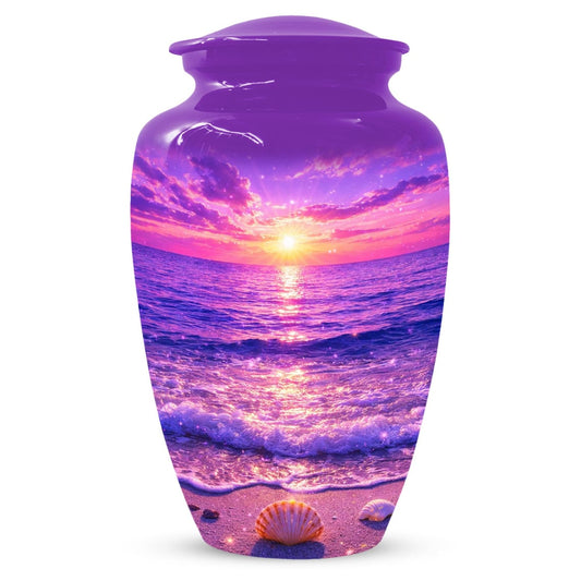 Purple Sunset Beach Urn For Ashes - Coastal Ocean Urns For Mom and Dad