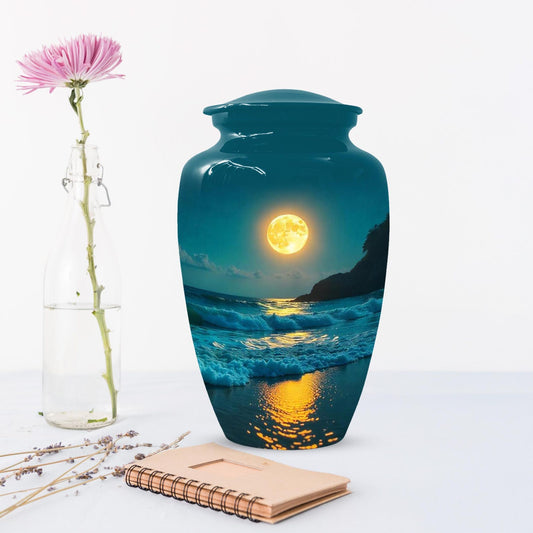 Ocean Beach Urns For Human Ashes, Moonlit Keepsake Urn For Mom and Dad