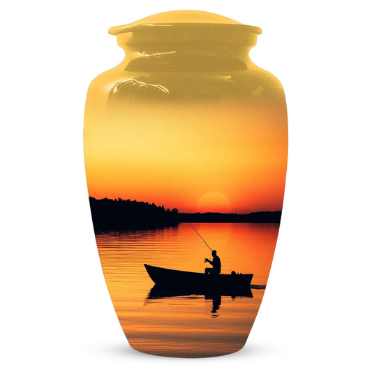 Sunset Fishing Urn for Human Ashes Male | Fisherman Cremation Urns For Dad