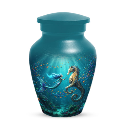 Mermaid & Seahorse Urn for Mom – Ocean Cremation Urns for Mother Ashes