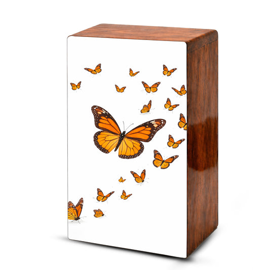 Monarch Butterfly Urn For Human Ashes - Personalized Wooden Keepsake with Butterflies