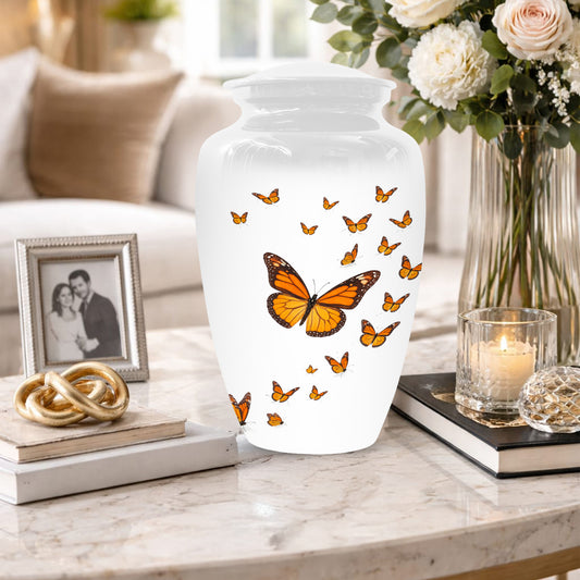 Butterfly Memorial Urn for Mom – Orange Monarch Butterfly Cremation Urns for Ashes