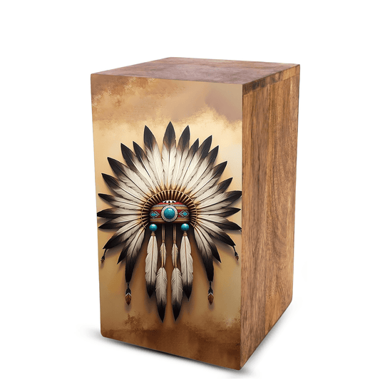 Native American Urn For Ashes - Tribal Keepsake Urns Box For Male