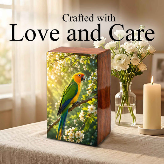 Parrot Urn For Human Ashes - Forest Bird Decorative Urns For Mom and Dad