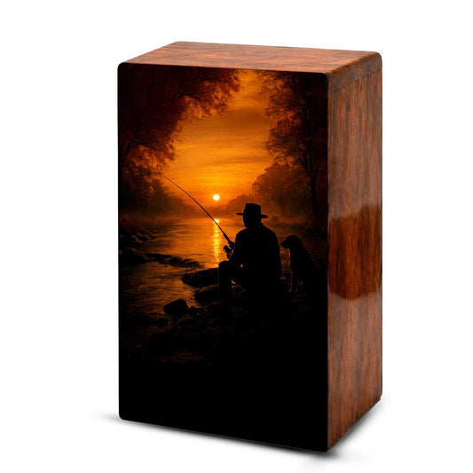 Gone Fishing Urn For Male Ashes - Fisherman Keepsake Urns Box For Dad