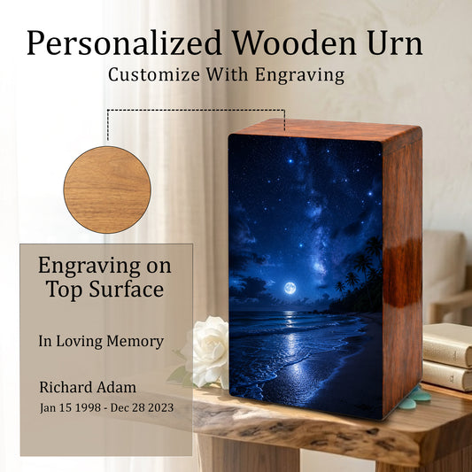 Starry Night Urn For Human Ashes - Beach Memorial Urns For Male and Female