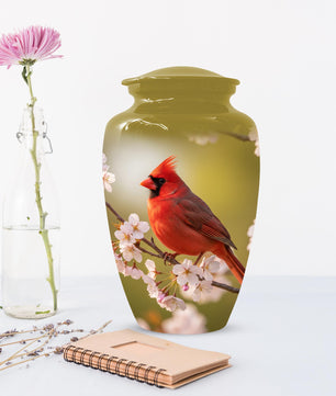 Cardinal Bird Urn For Human Ashes | Red Birds Cremation Urns For Male & Female
