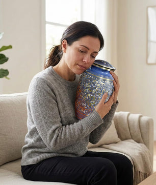 Brass Urns for Human Ashes Adult Male, (Multiple Themes, Brass Urn for Ashes, Variation 03)