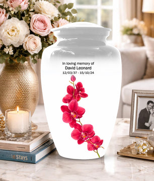 Red Orchid Urn For Ashes - Small Cremation Urns For Men & Women