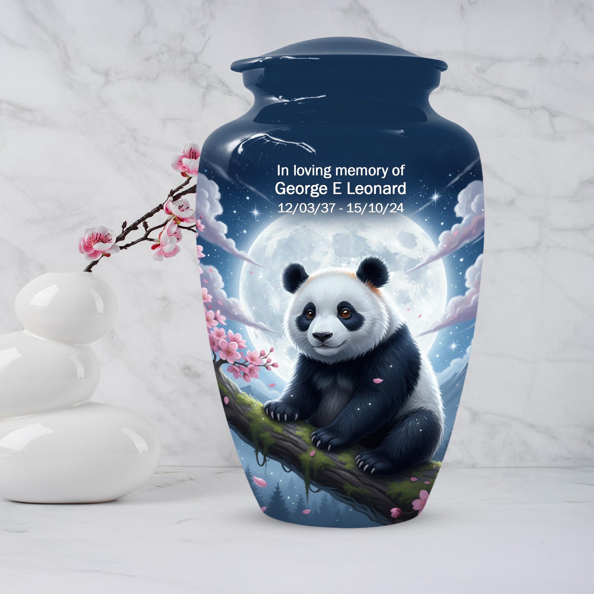 Panda Moonlit Urns For Human Ashes | White Moon Urn For Male and Female