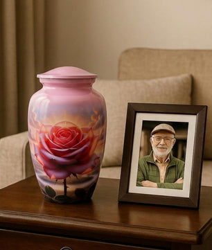 Pink Rose Urns for Human Ashes Adult Female, Rose Flower  Urn for Ashes