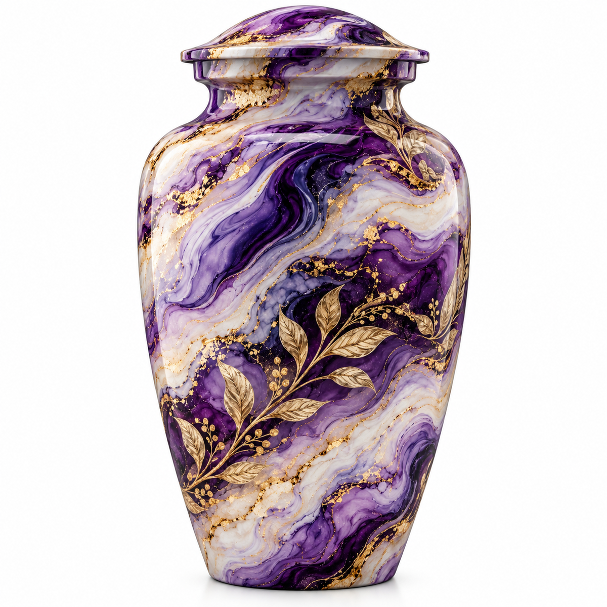 Purple Abstract Urn for Human Ashes - Large Cremation Keepsake Urn for Adult