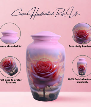 Pink Rose Urns for Human Ashes Adult Female, Rose Flower  Urn for Ashes