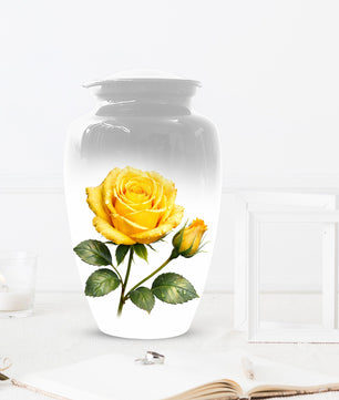 Yellow Rose Cremation Urn For Ashes - Flower Keepsake Mini Urns With Rose
