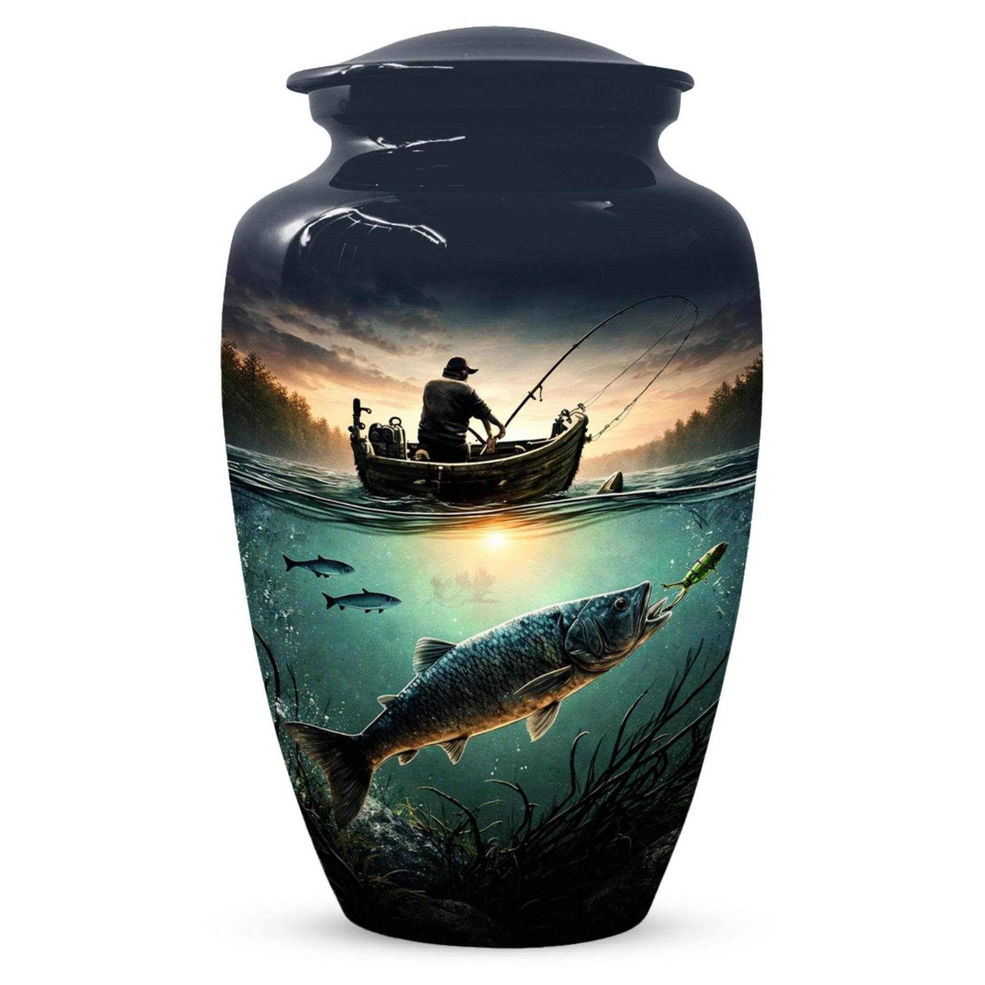 Fishing Urns For Dads Ashes - Fisherman Cremation Urn For Adult Male