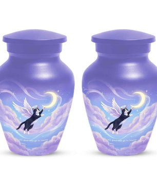 Black Cat Keepsake Kitty Urns - Purple Cremation Urn For Pet Ashes