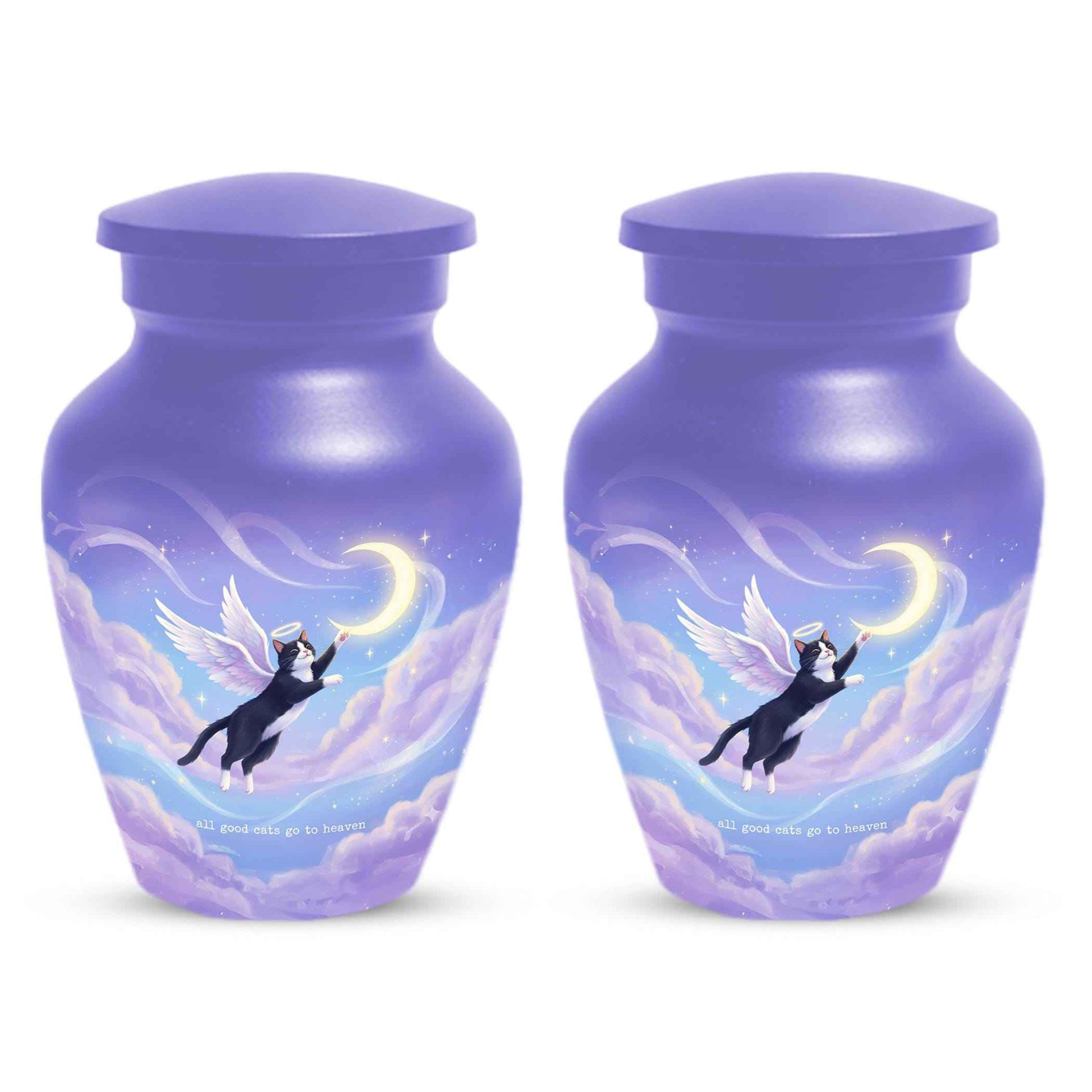 Black Cat Keepsake Kitty Urns - Purple Cremation Urn For Pet Ashes