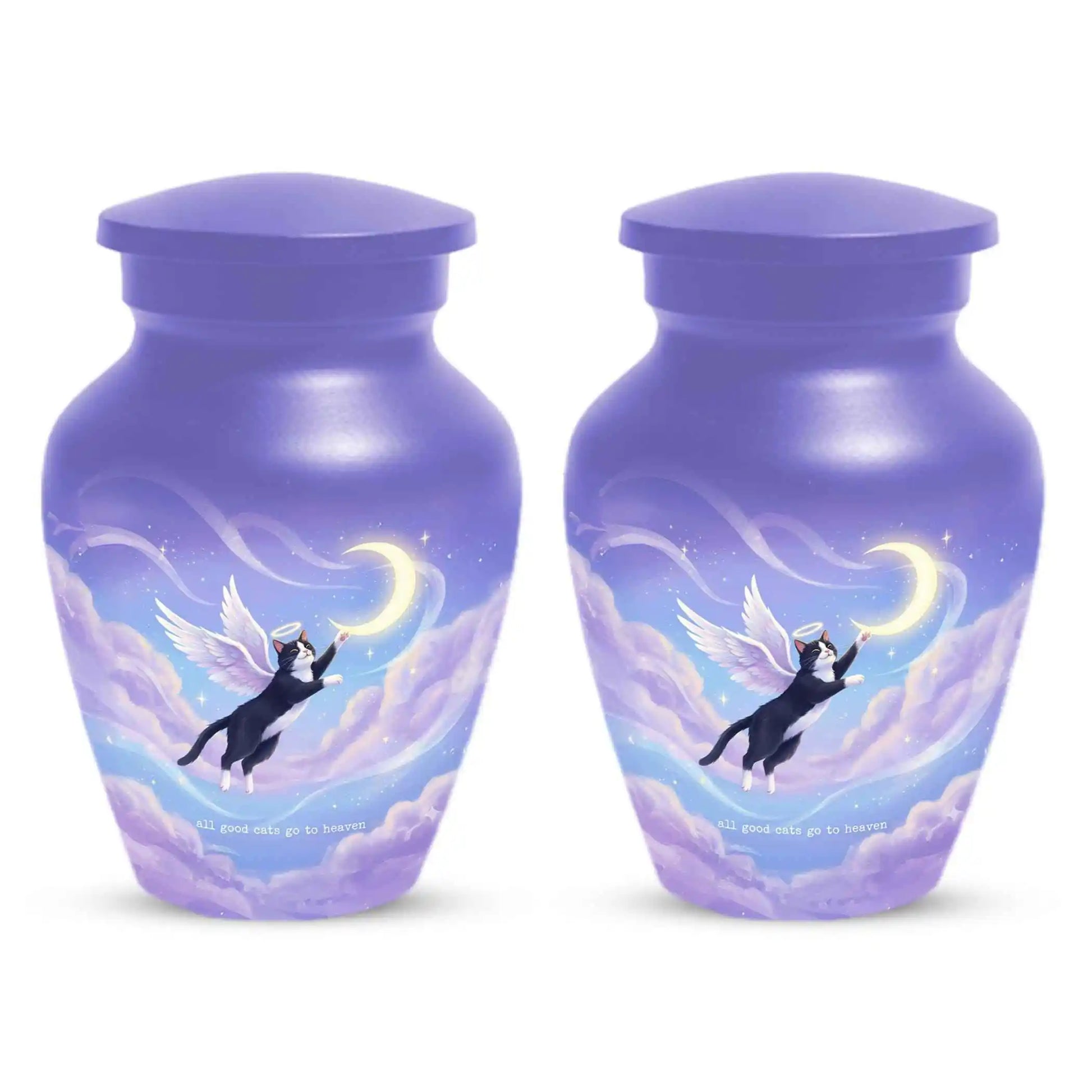 Black Cat Keepsake Kitty Urns - Purple Cremation Urn For Pet Ashes