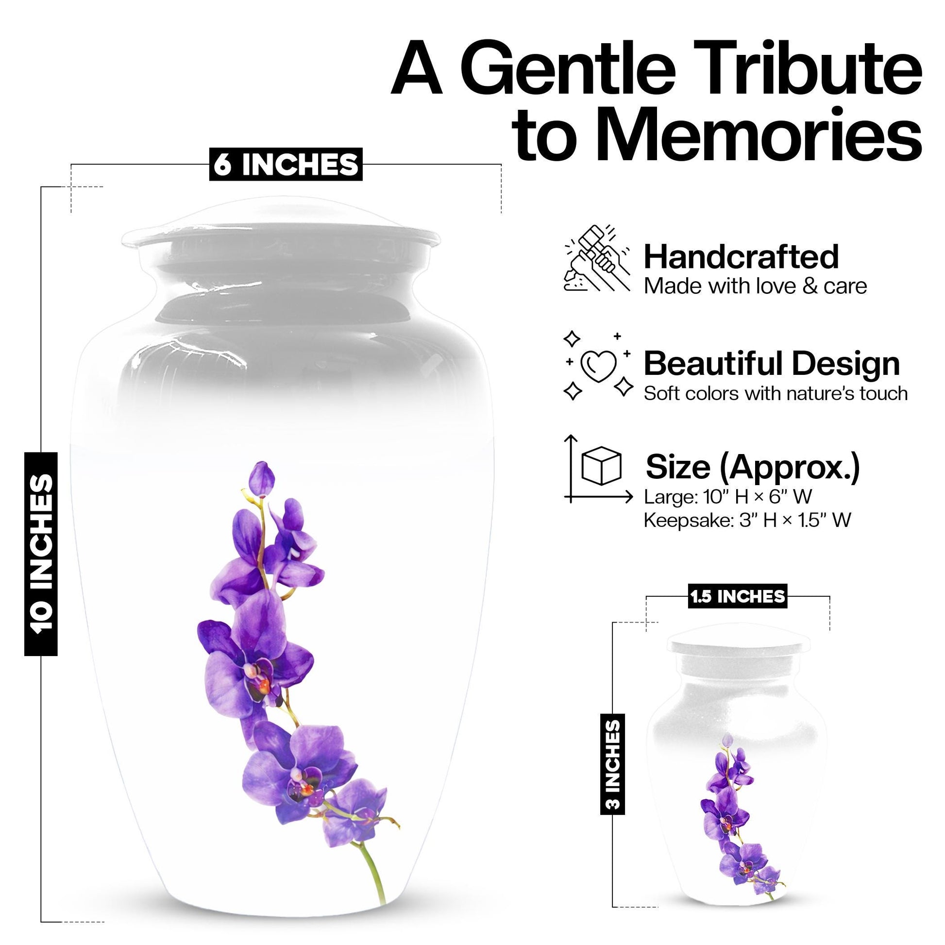 Puprle Orchid Urn For Human Ashes - Flower Mini Urns For Male and Female