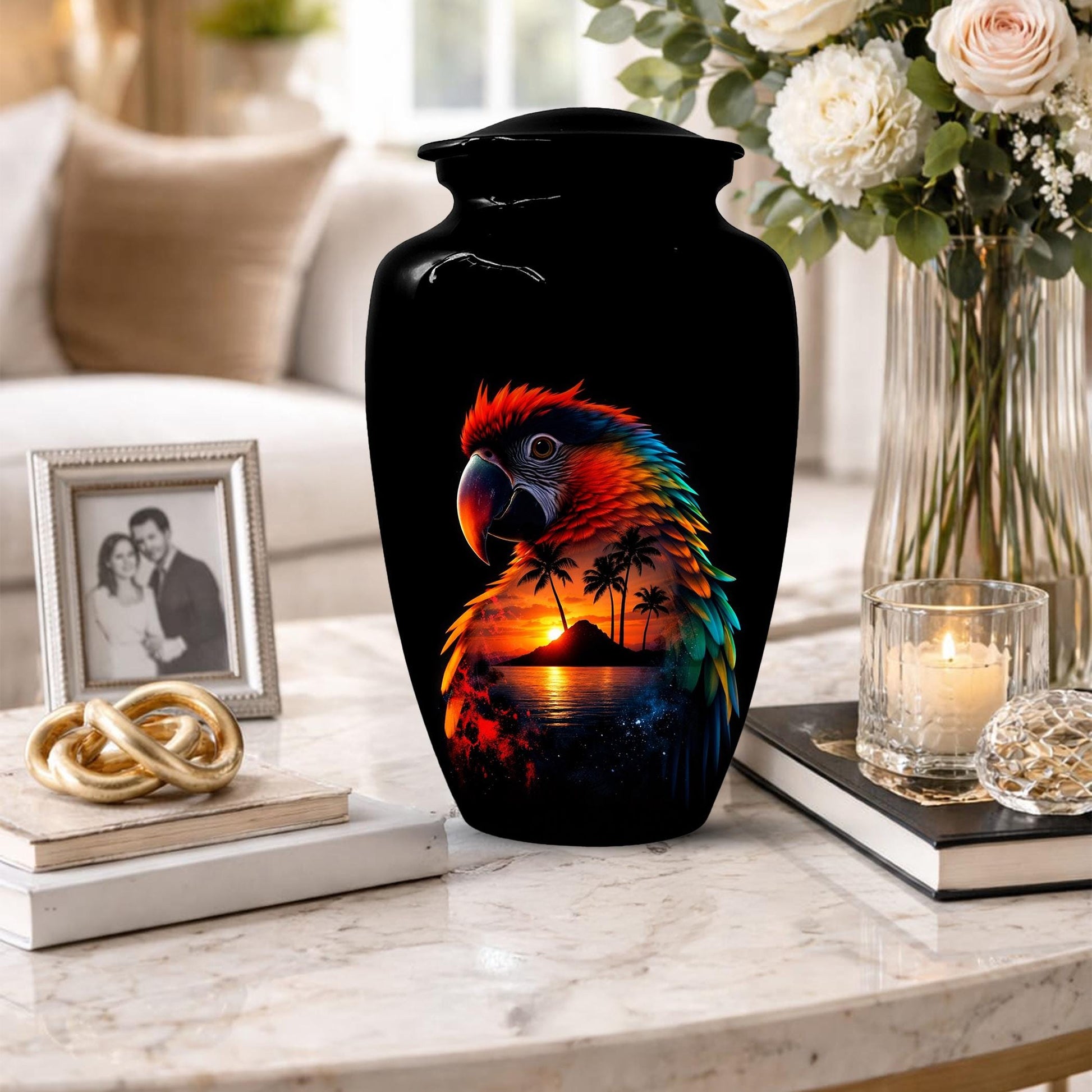 Parrot Urn For Human Ashes - Forest Artistic Urns For Adult Male and Female