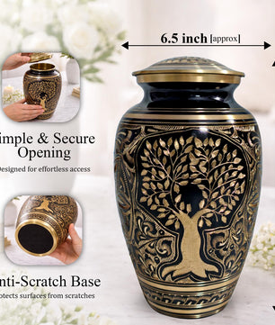 Brass Urns for Human Ashes Adult Male, (Multiple Themes, Brass Urn for Ashes, Variation 03)