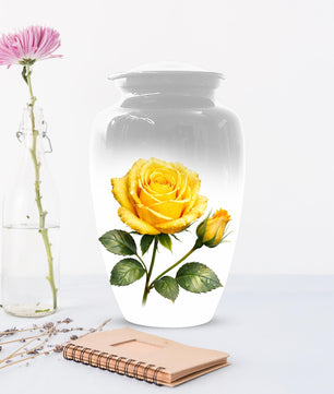 Yellow Rose Cremation Urn For Ashes - Flower Keepsake Mini Urns With Rose