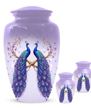 Peacock Companion Urn For Human Ashes - Extra Large Couple Urns For Husband and Wife