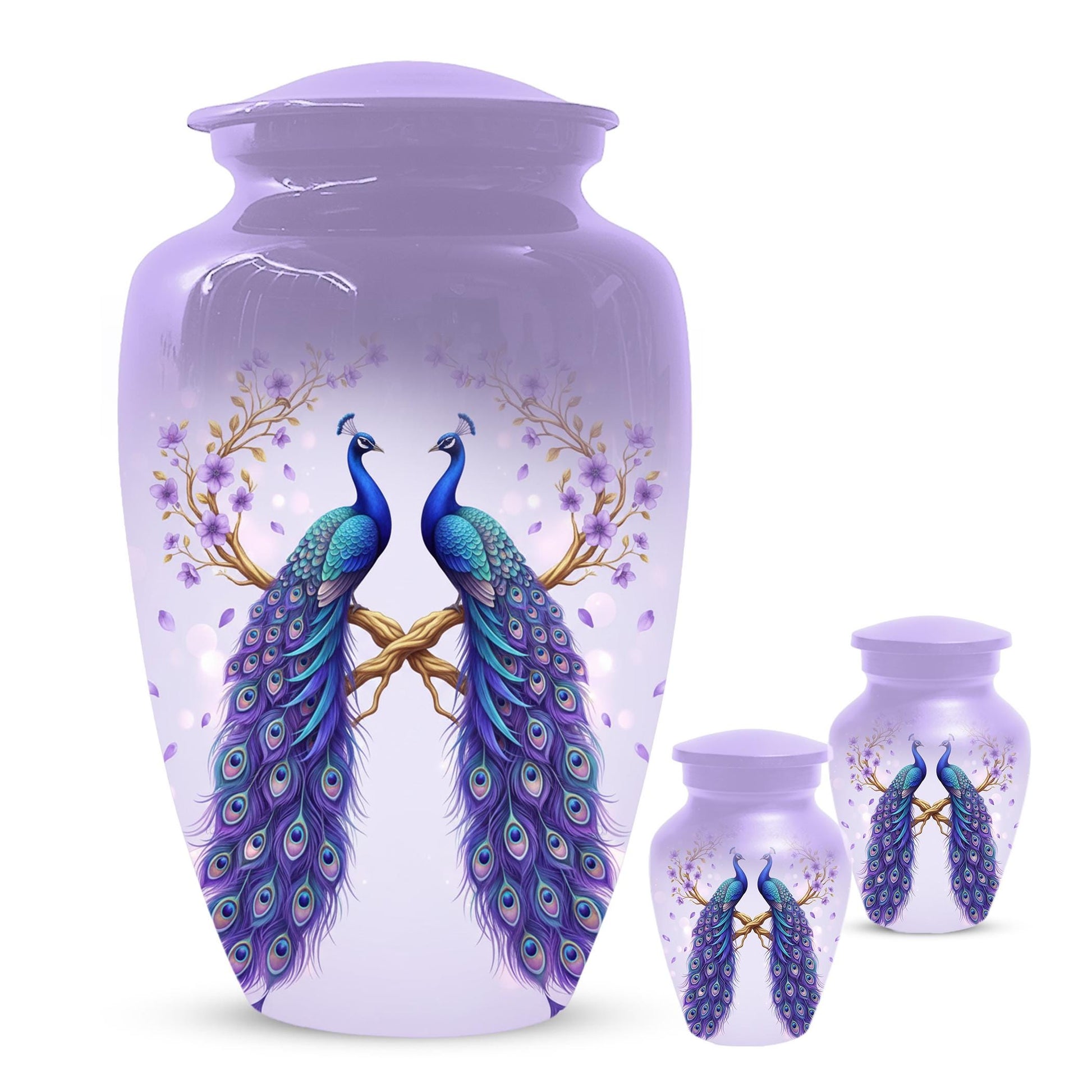 Peacock Companion Urn For Human Ashes - Extra Large Couple Urns For Husband and Wife