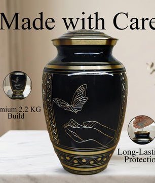 Brass Urns for Human Ashes Adult Male, (Multiple Themes, Brass Urn for Ashes, Variation 03)