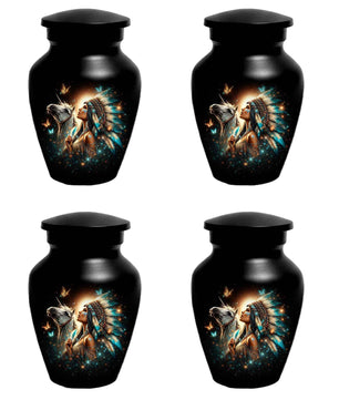 Western Native American Urn For Women Ashes - Unique Horse Mini Urns For Female