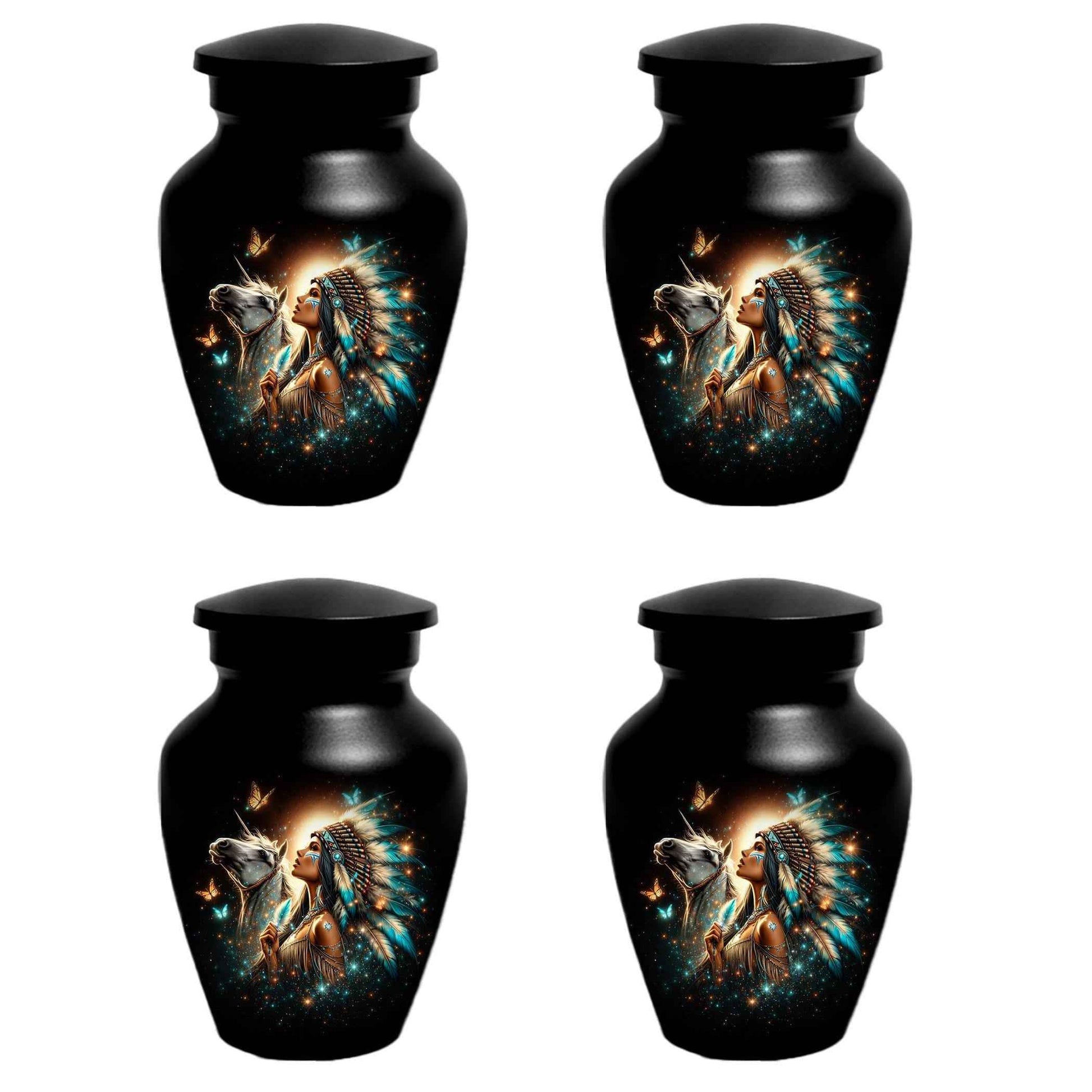 Western Native American Urn For Women Ashes - Unique Horse Mini Urns For Female