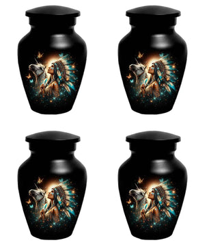 Western Native American Urn For Women Ashes - Unique Horse Mini Urns For Female