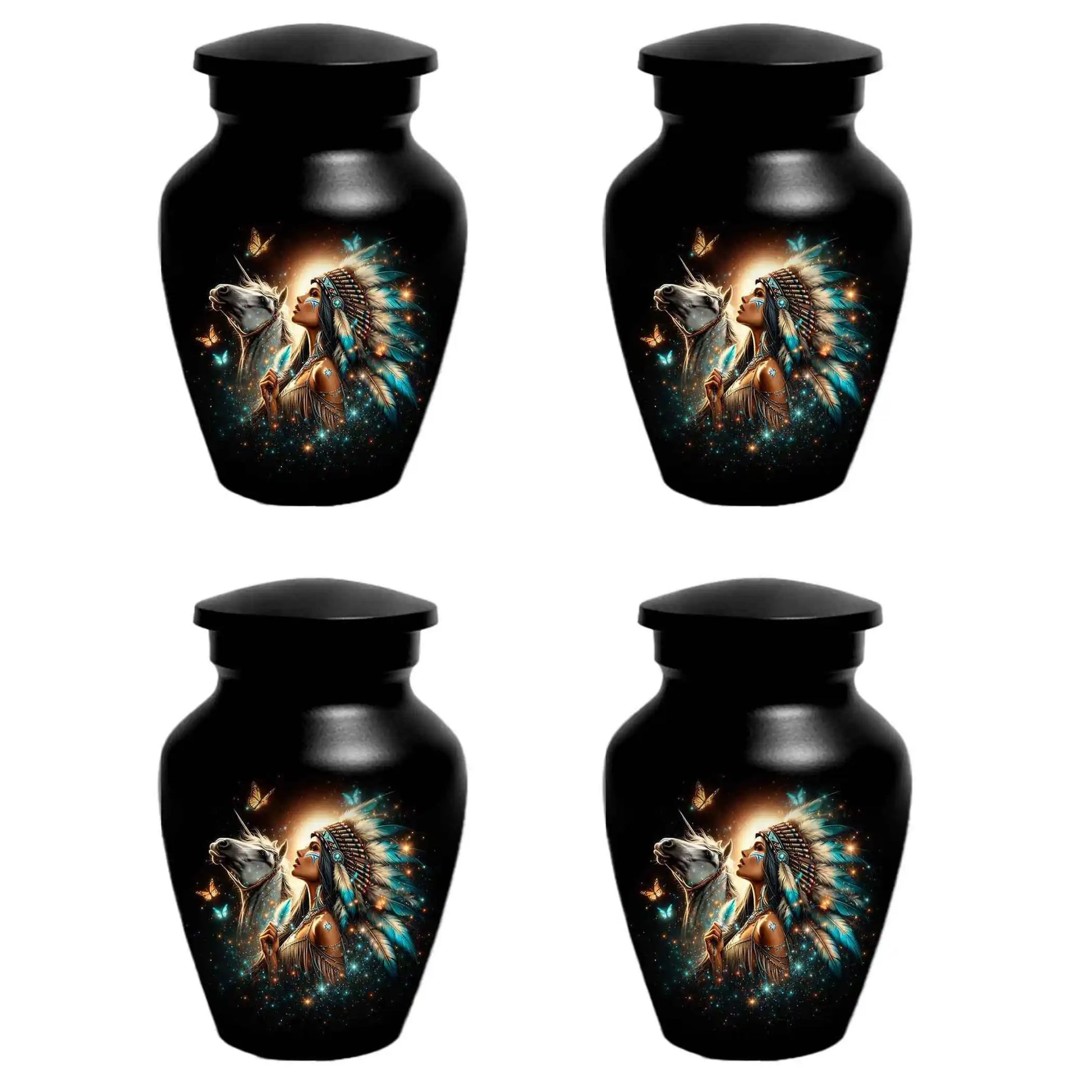 Western Native American Urn For Women Ashes - Unique Horse Mini Urns For Female