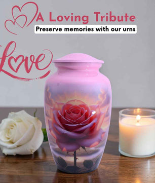 Pink Rose Urns for Human Ashes Adult Female, Rose Flower  Urn for Ashes