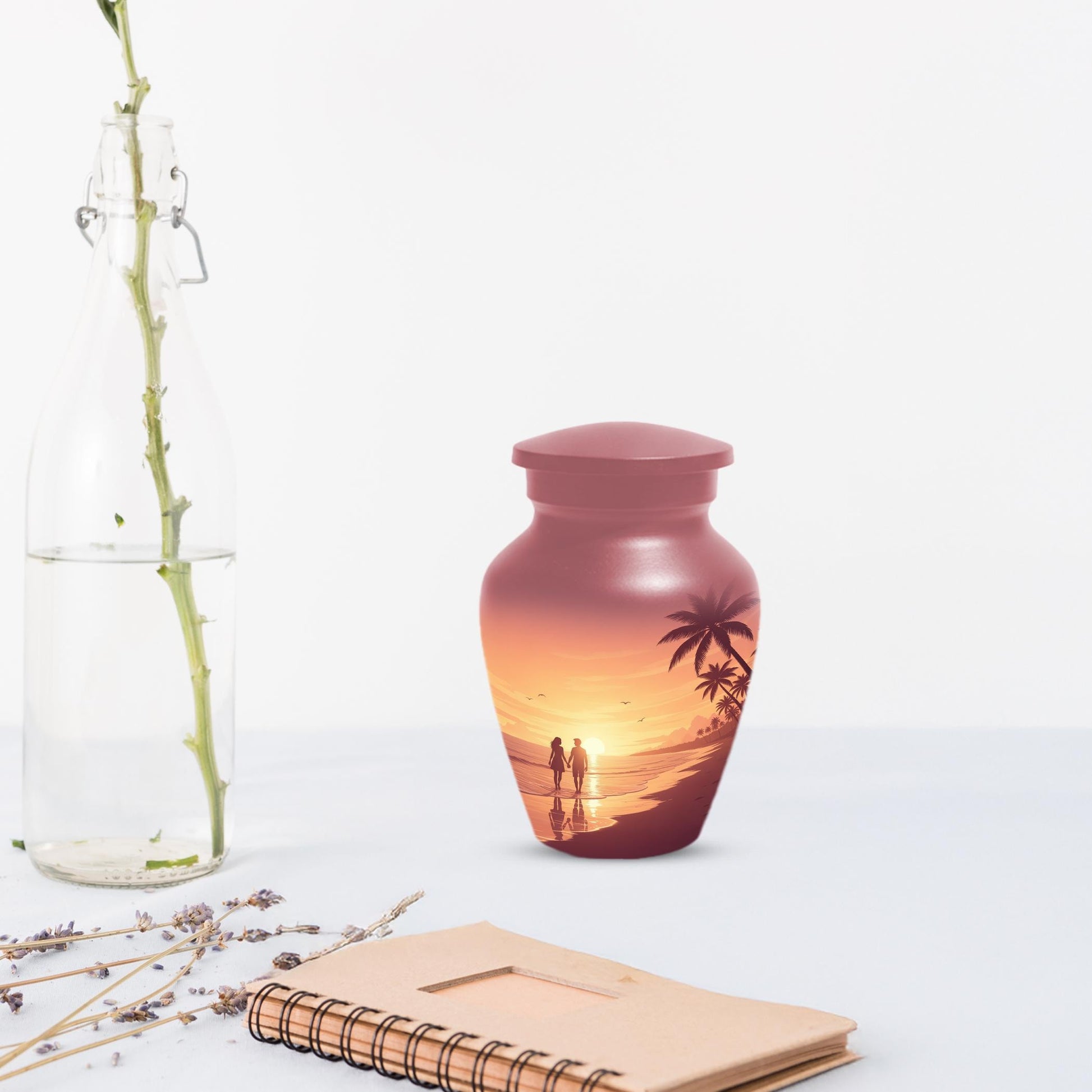 Beach Love Urn For Mom and Dad, Sunset Cremation Urns For Adults Human Ashes