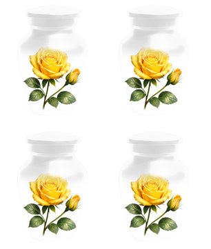 Yellow Rose Cremation Urn For Ashes - Flower Keepsake Mini Urns With Rose